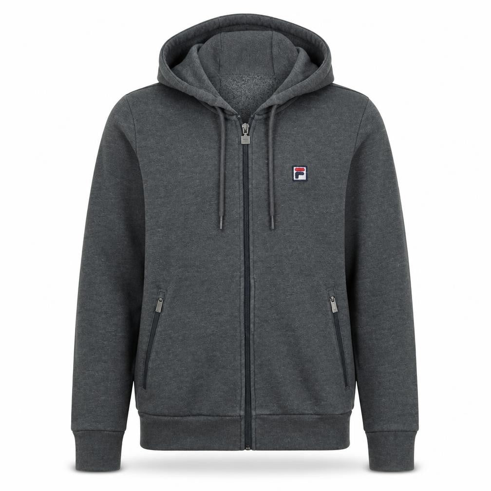 Fila Men’s Grey Full Zip Hoodie Size S Regular Fit Hooded Sweatshirt