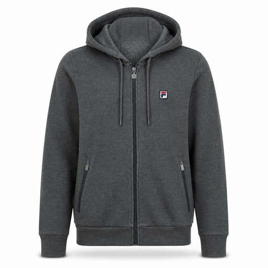 Fila Men’s Grey Full Zip Hoodie Size S Regular Fit Hooded Sweatshirt