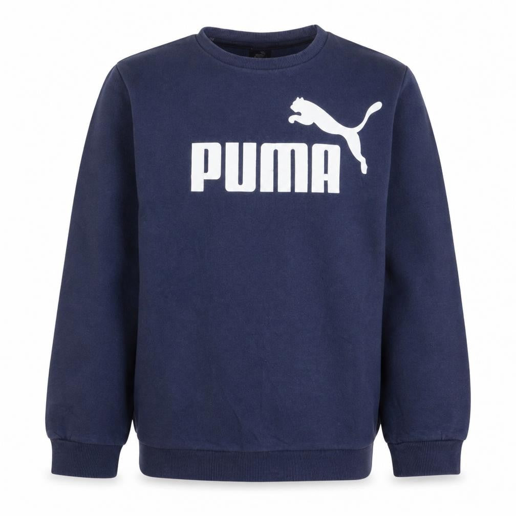 Puma Boys Navy Blue Logo Sweatshirt 15-16 Years Cotton Crew Neck
