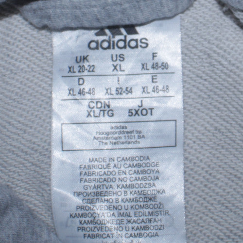 Adidas Womens Grey Full Zip Hoodie XL 20-22 Hooded Sweatshirt