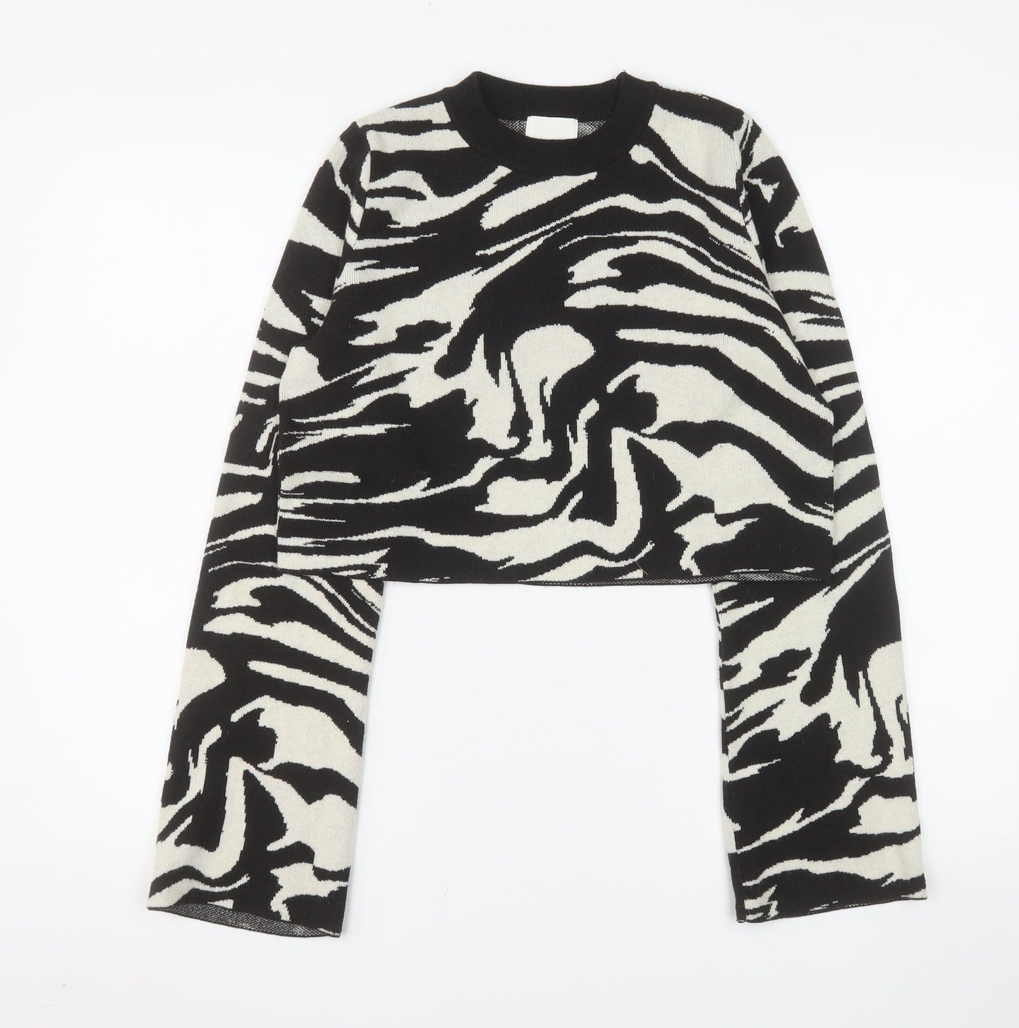H&M Women’s Black Zebra Knit Pullover Jumper Size S