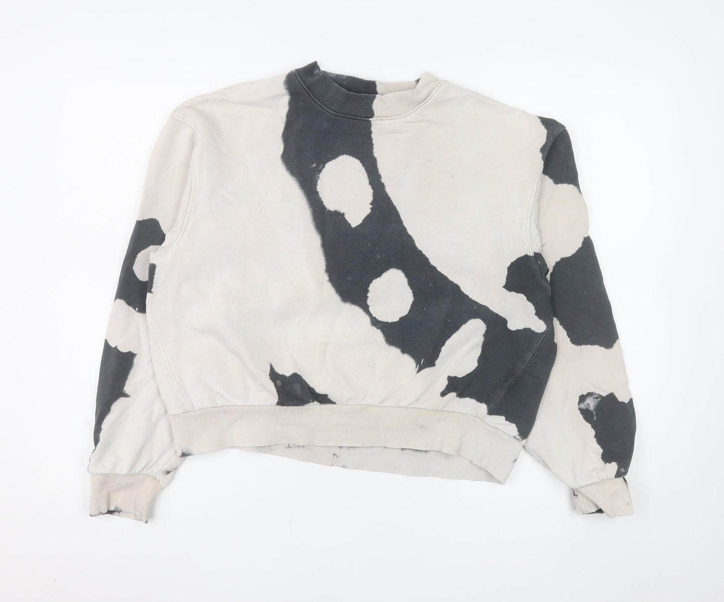 Weekday Womens Black Grey Tie Dye Pullover Sweatshirt XS
