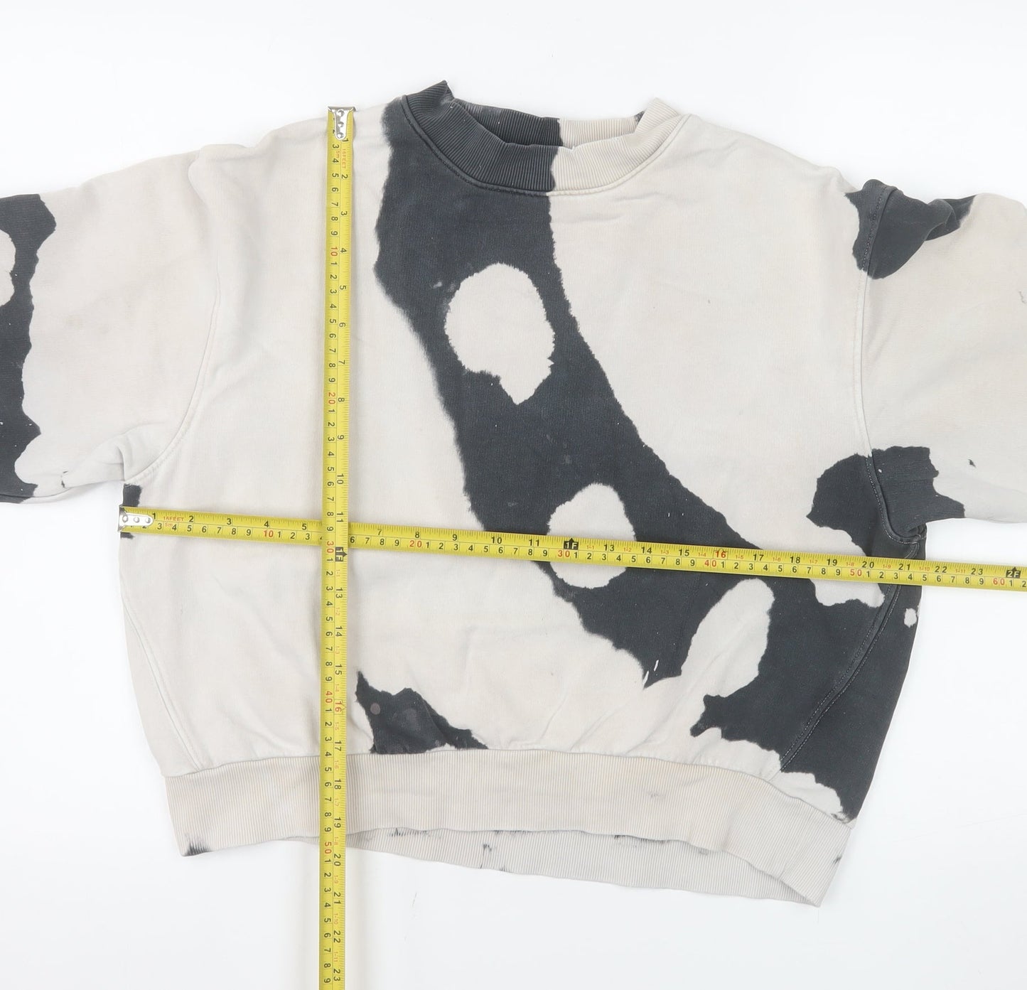 Weekday Womens Black Grey Tie Dye Pullover Sweatshirt XS