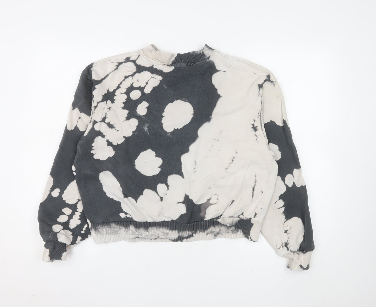 Weekday Womens Black Grey Tie Dye Pullover Sweatshirt XS
