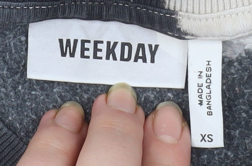 Weekday Womens Black Grey Tie Dye Pullover Sweatshirt XS