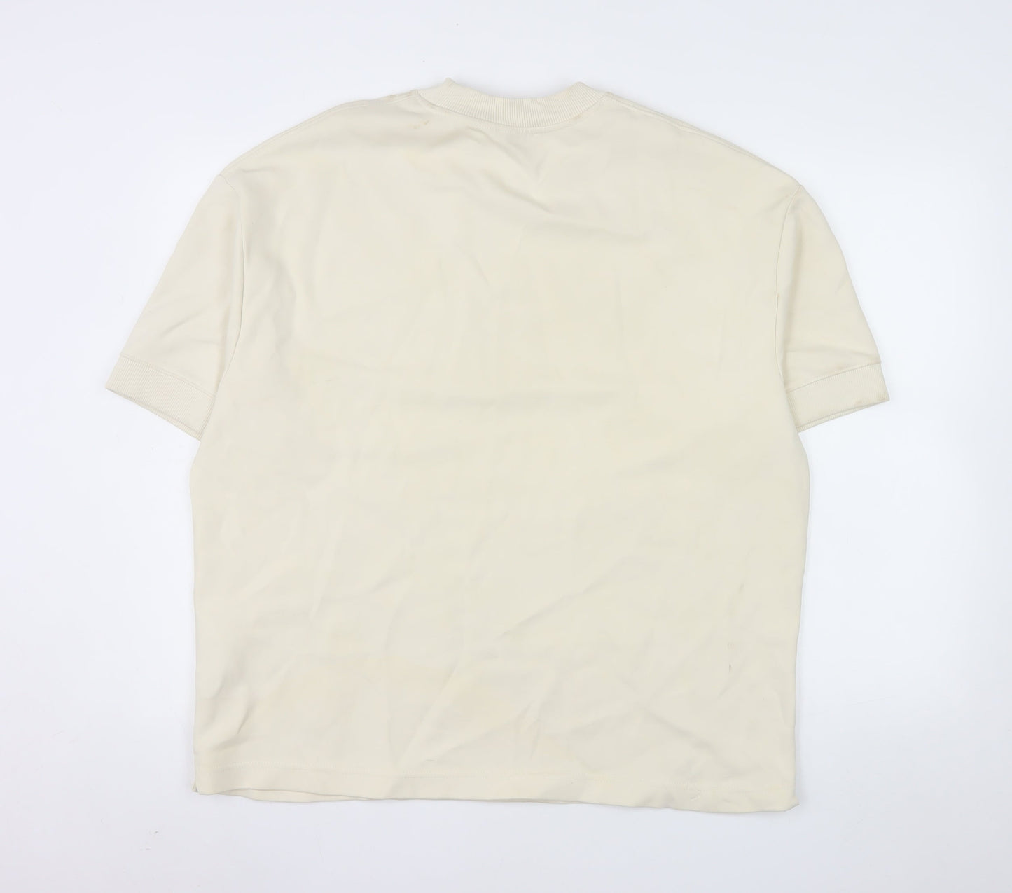 Zara Women Beige Short Sleeve Pullover Sweatshirt Size 14