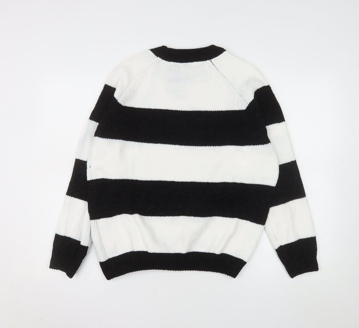 Simple & Opulence Women's Black White Striped Knit Jumper L