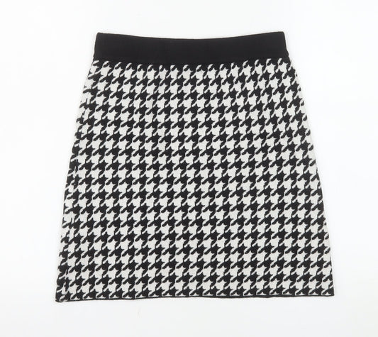 Primark Girls Black & White Houndstooth Skater Skirt 12-13 Years 158cm