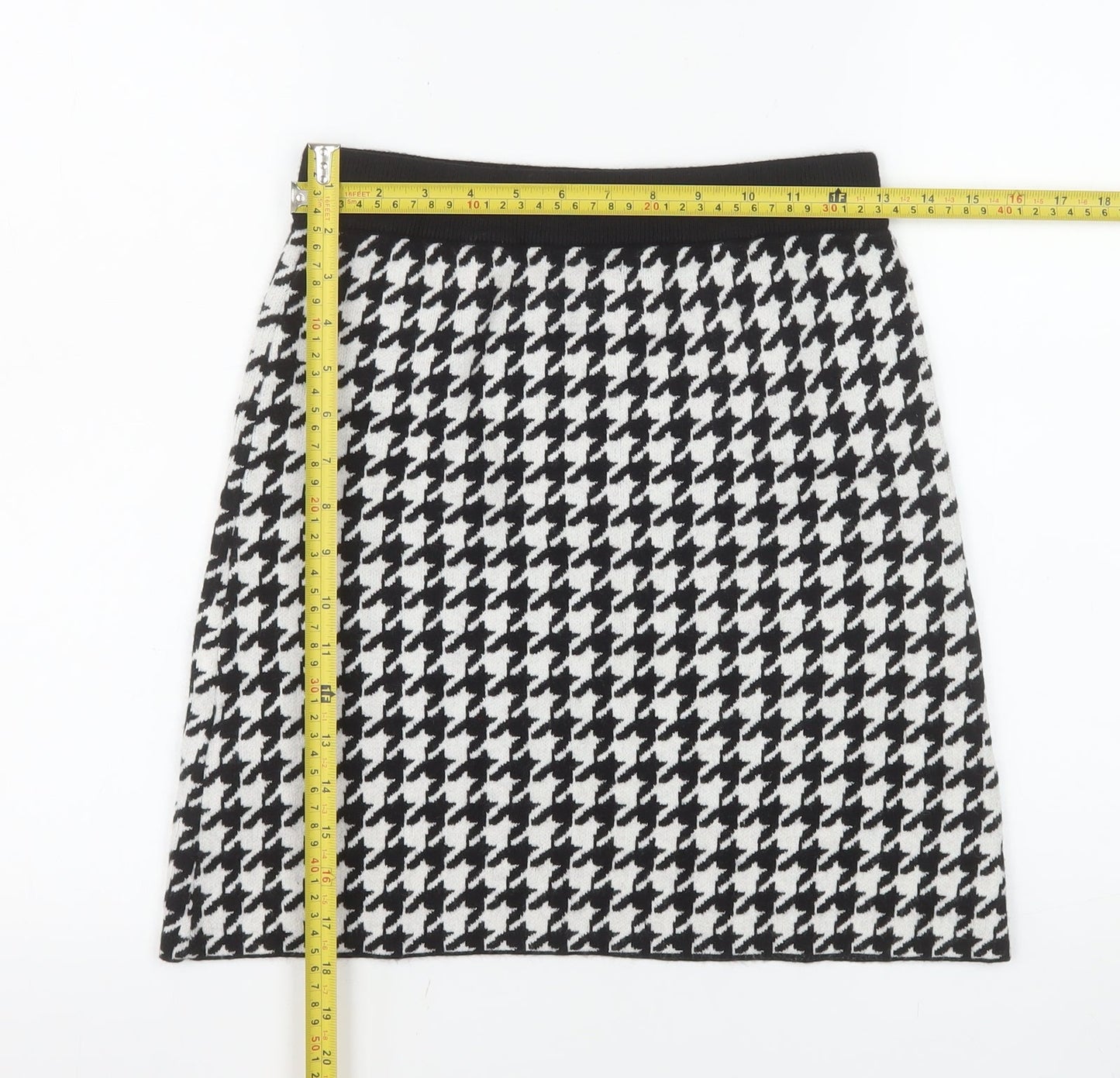 Primark Girls Black & White Houndstooth Skater Skirt 12-13 Years 158cm