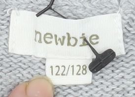 Newbie Girls Grey Fair Isle Cotton Jumper 7 Years Long Sleeve Crew Neck