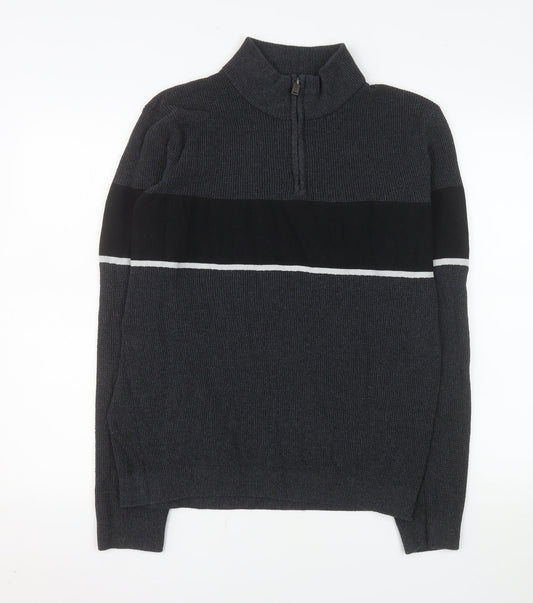 Dissident Men's Grey Half Zip Knit Sweater Size L Regular Fit