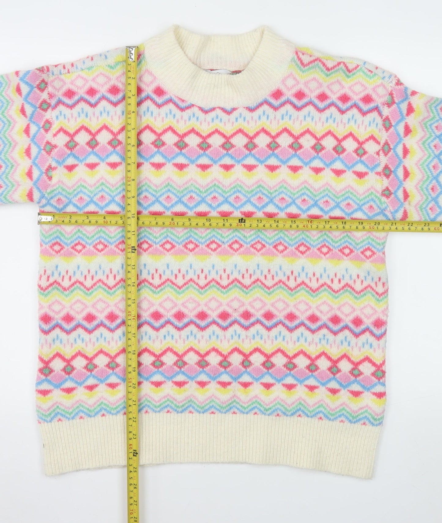 M&Co Women's Multicoloured Fair Isle Knit Jumper Size 12