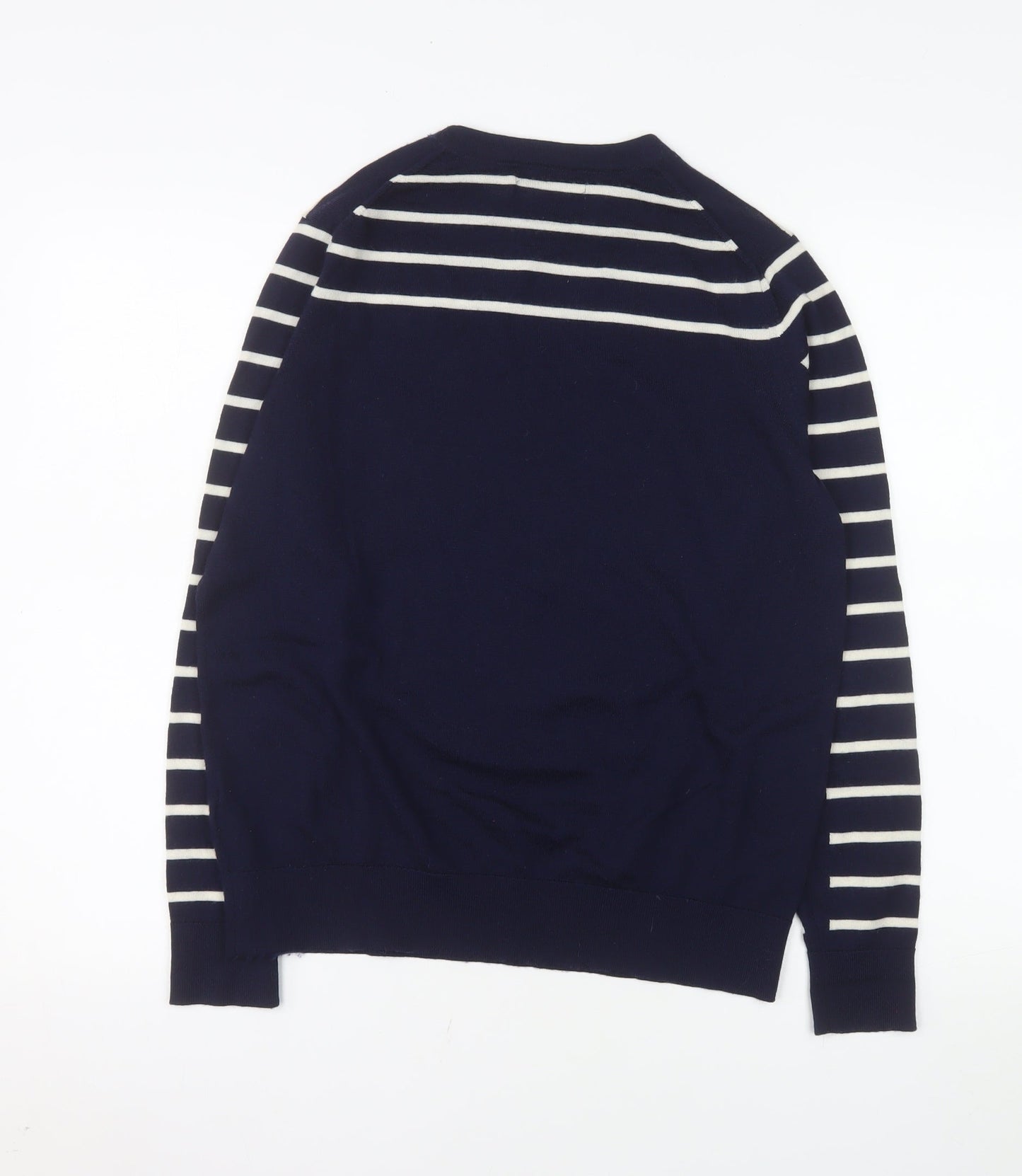 Marks and Spencer Women's Blue Striped Merino Wool Jumper Size 14