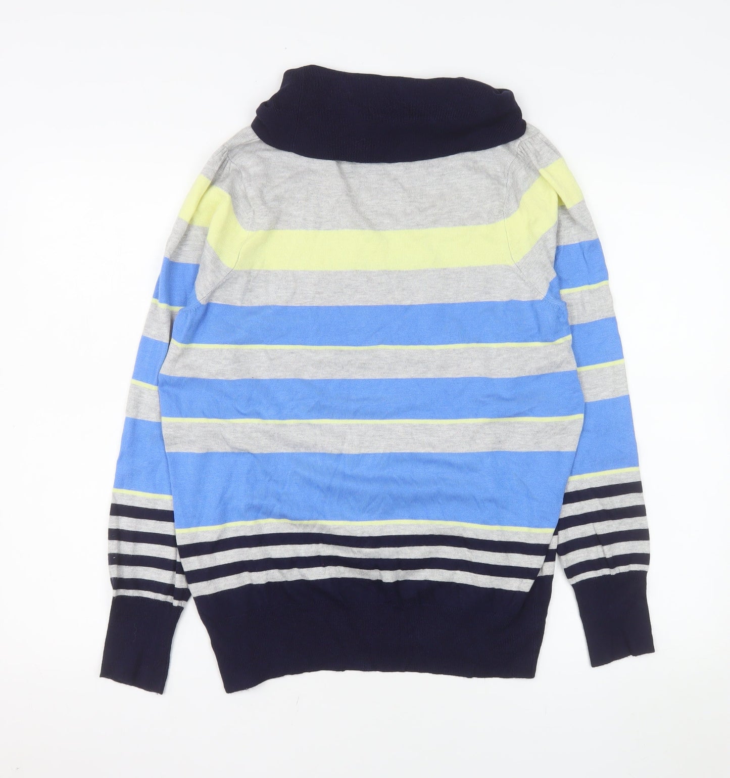 Marks and Spencer Women’s Blue Mix Striped Roll Neck Jumper Size 16