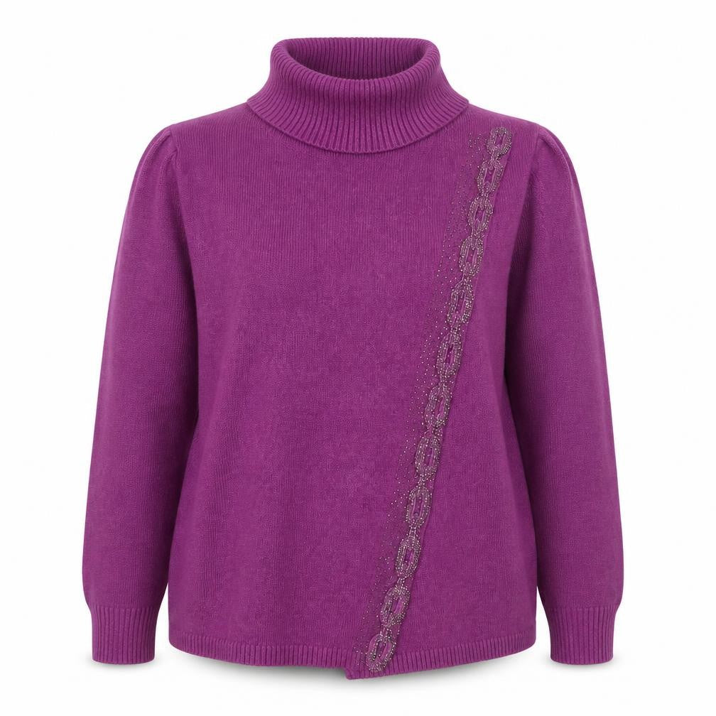 Paco Boutique Womens Purple Roll Neck Knit Jumper Size 12