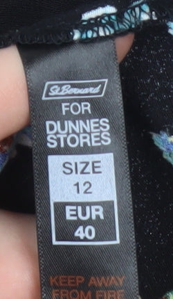 Dunnes Stores Women’s Black Floral A-Line Knee Length Dress Size 12