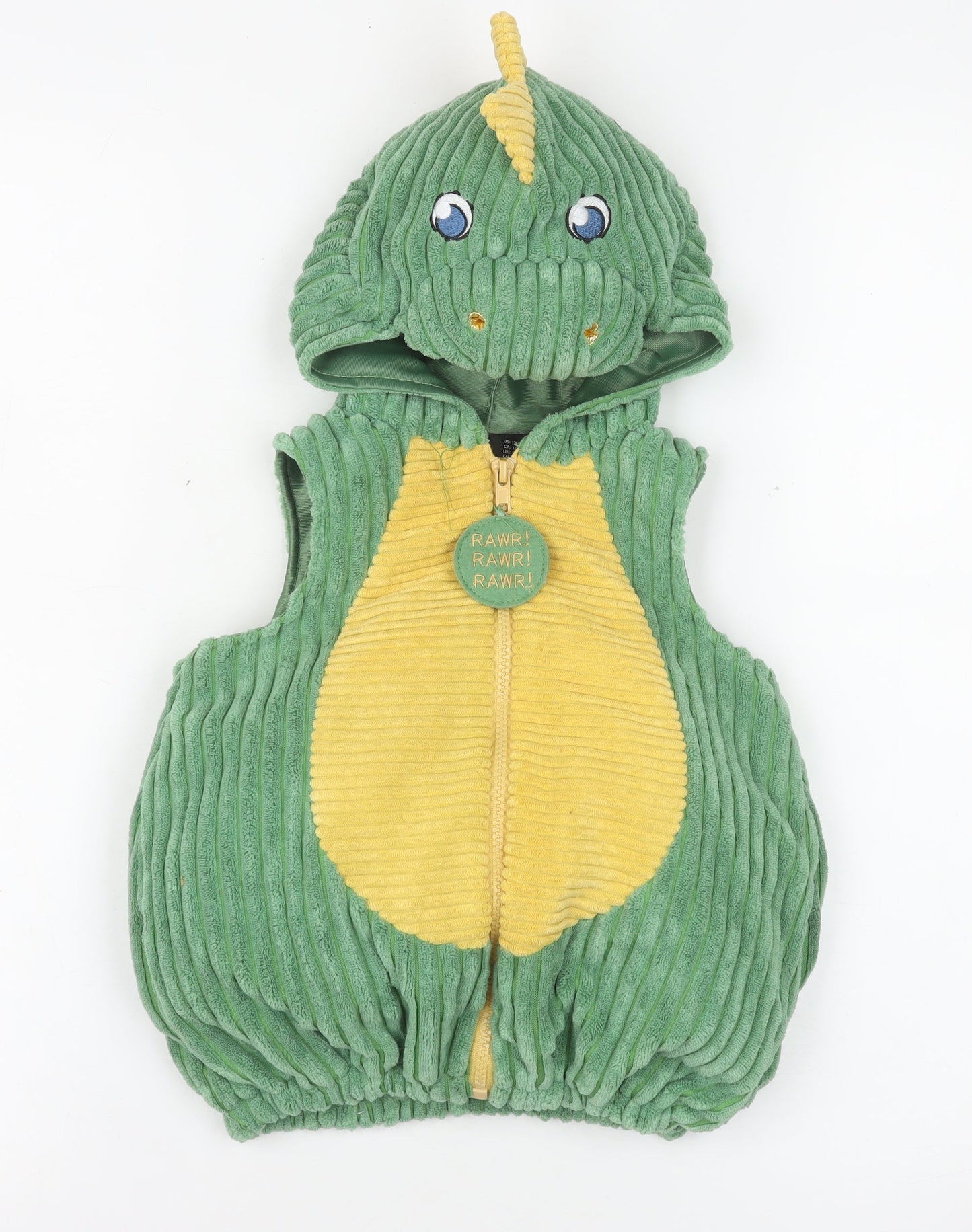 Going Wild Unisex Baby Green Dinosaur Hooded Waistcoat 9-12 Months Polyester Lined
