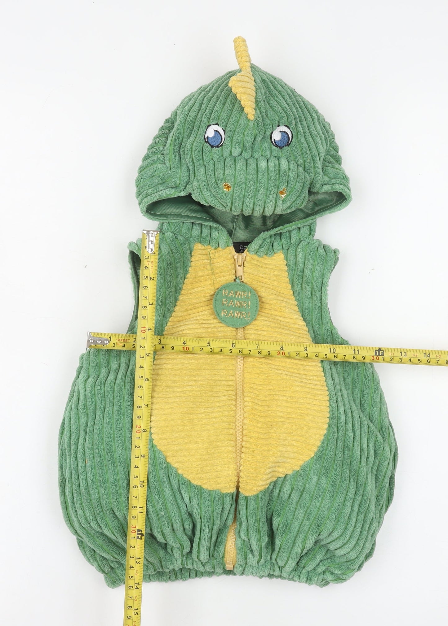 Going Wild Unisex Baby Green Dinosaur Hooded Waistcoat 9-12 Months Polyester Lined
