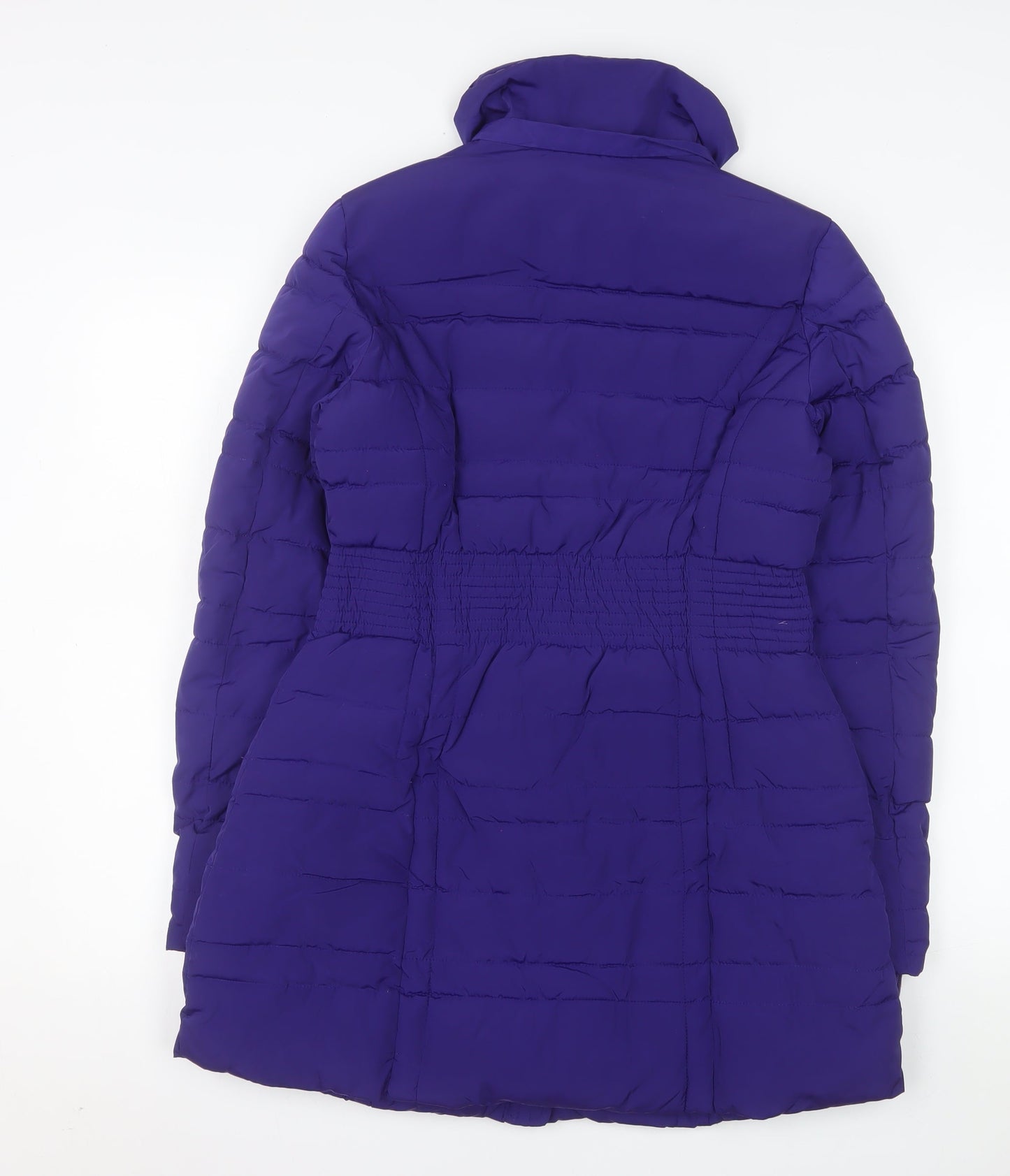 Killah Women's Purple Long Puffer Coat Size S Elastic Waist Jacket