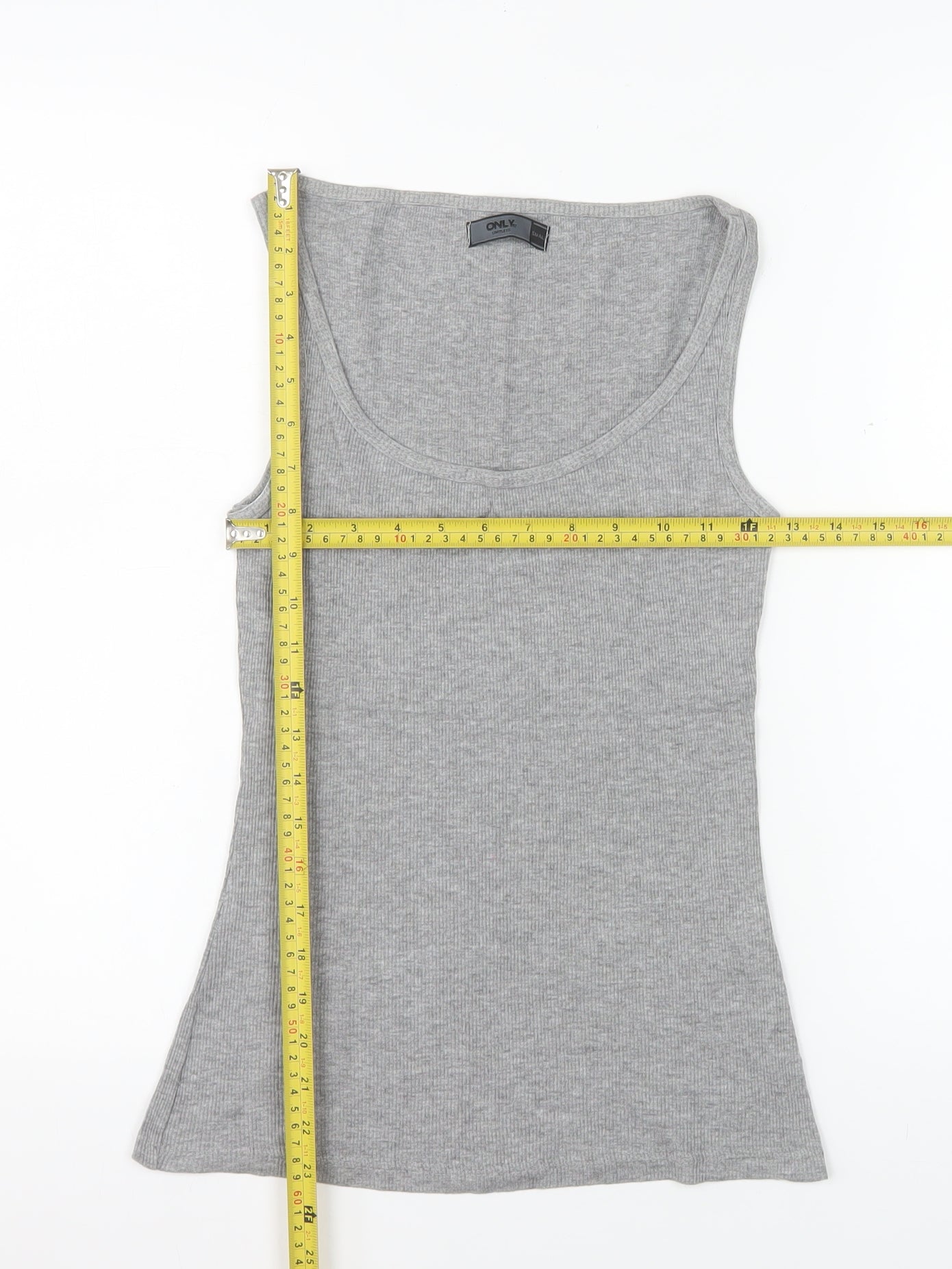 ONLY Women’s Grey Basic Ribbed Cotton Tank Top Size S