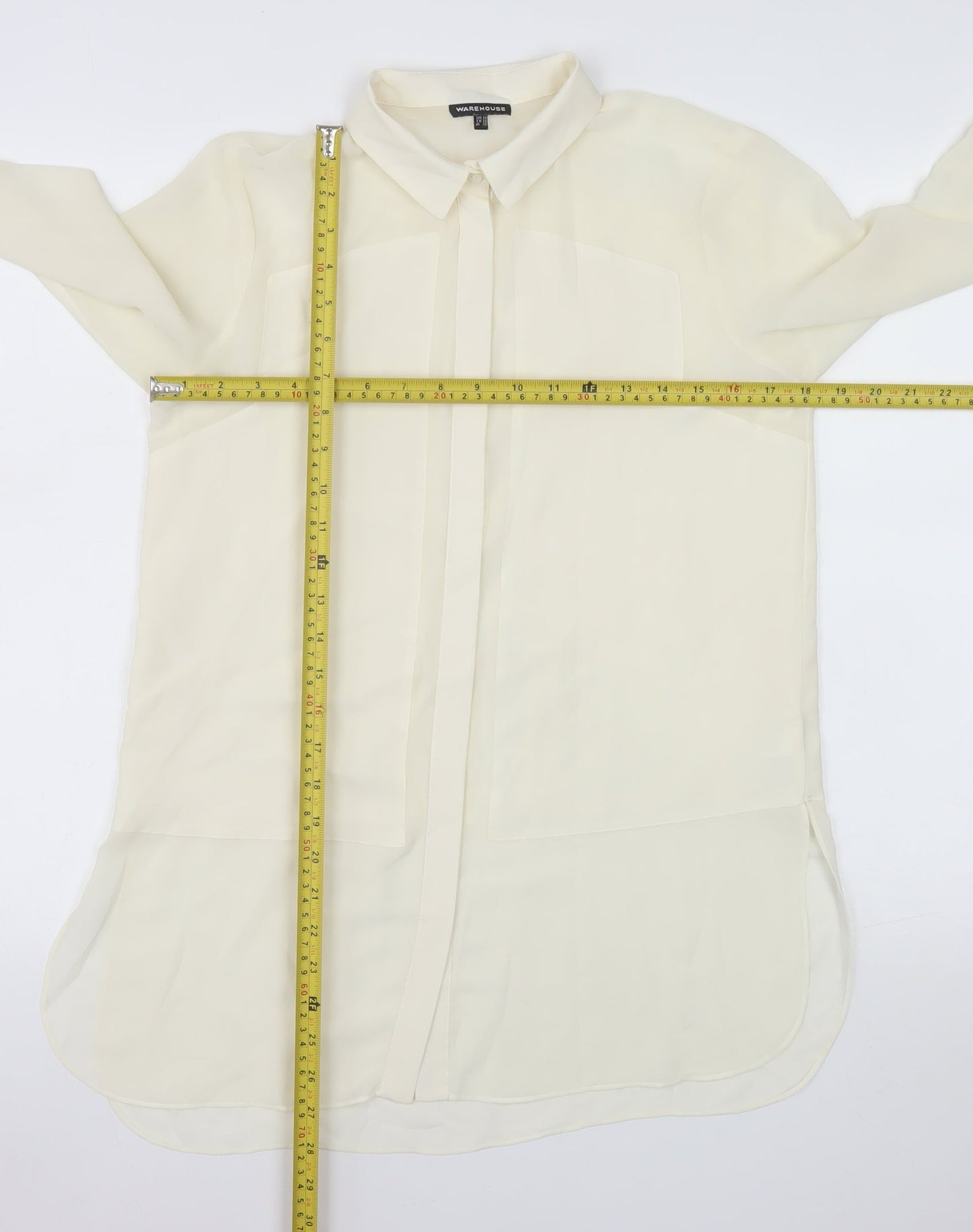 Warehouse Women’s Ivory Long Sleeve Tunic Blouse Size 10
