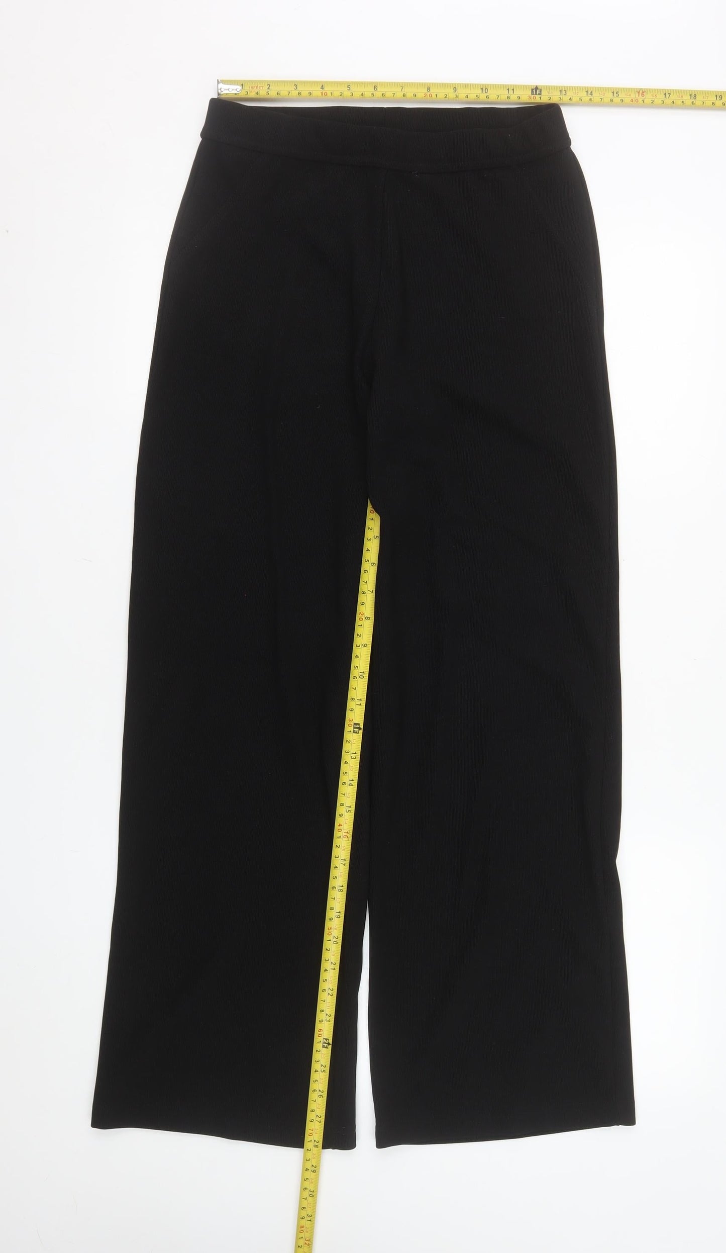 Dunnes Stores Women's Black Wide-Leg Stretch Trousers Size 10-12