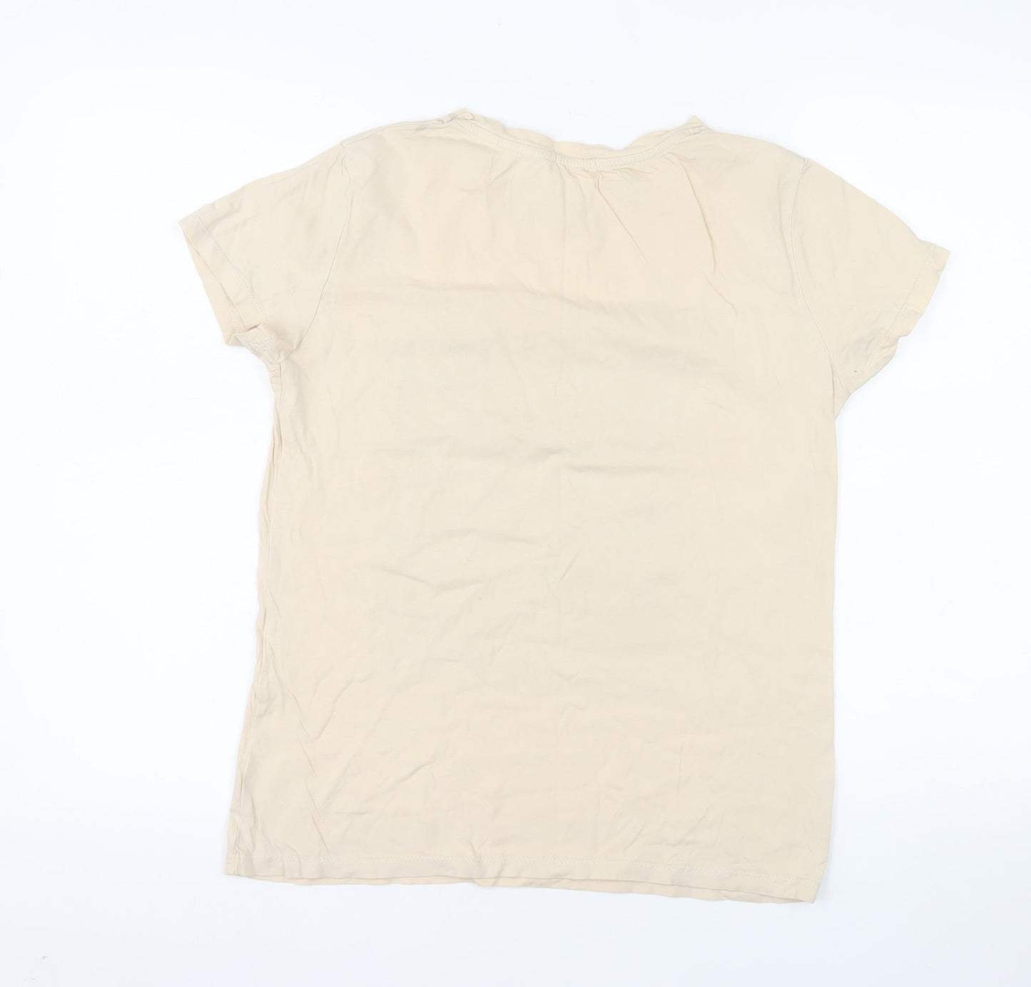 Stradivarius Women's Beige Leopard Print T-Shirt Size S