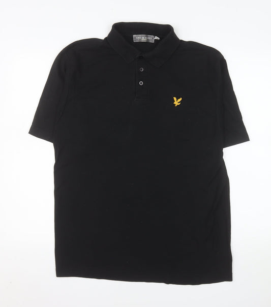 Lyle & Scott Mens Black Polo Shirt L Short Sleeve Classic Fit