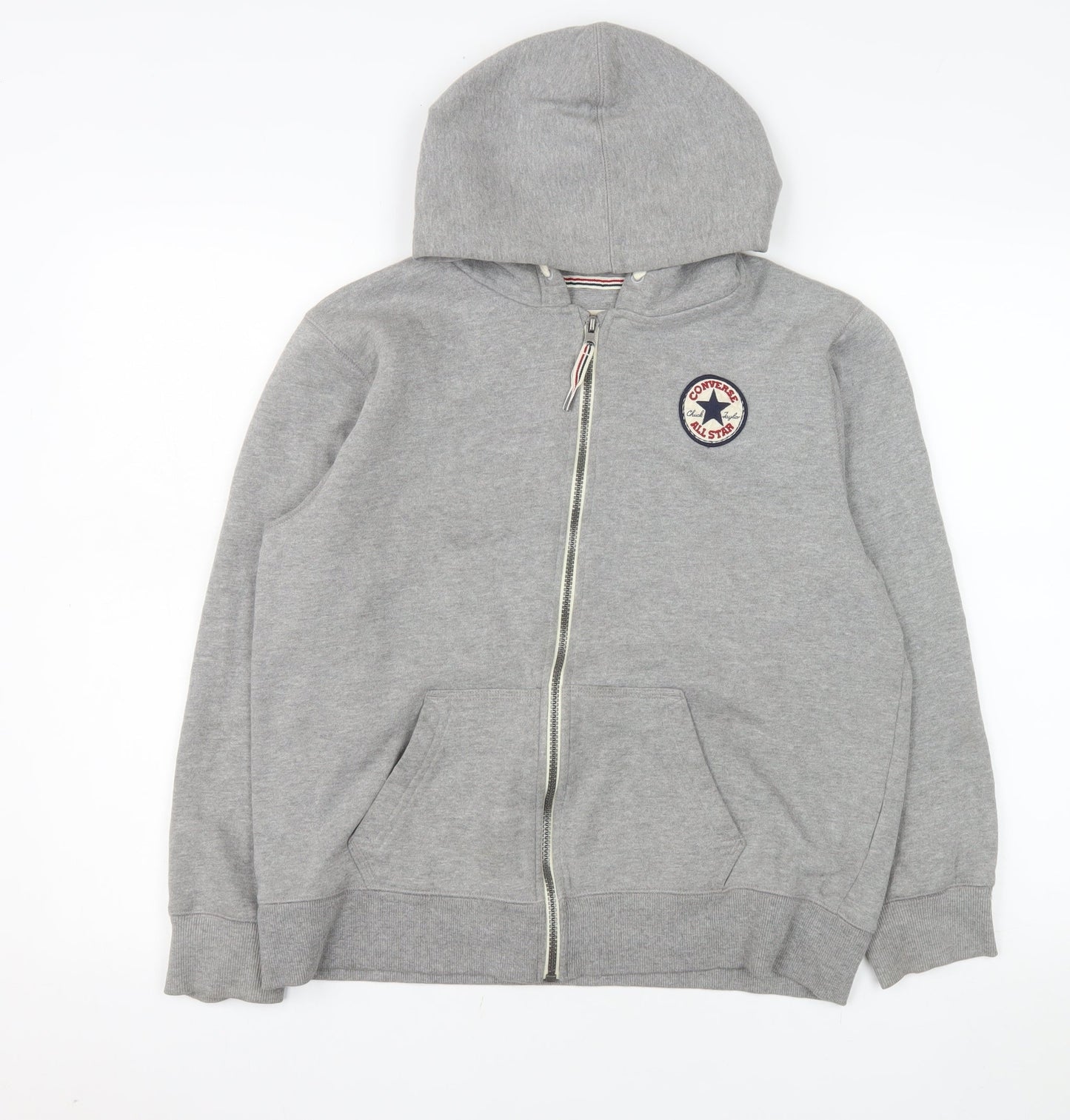 Converse Girls Grey Full Zip Hooded Jacket XL 13-15 Years Cotton Blend