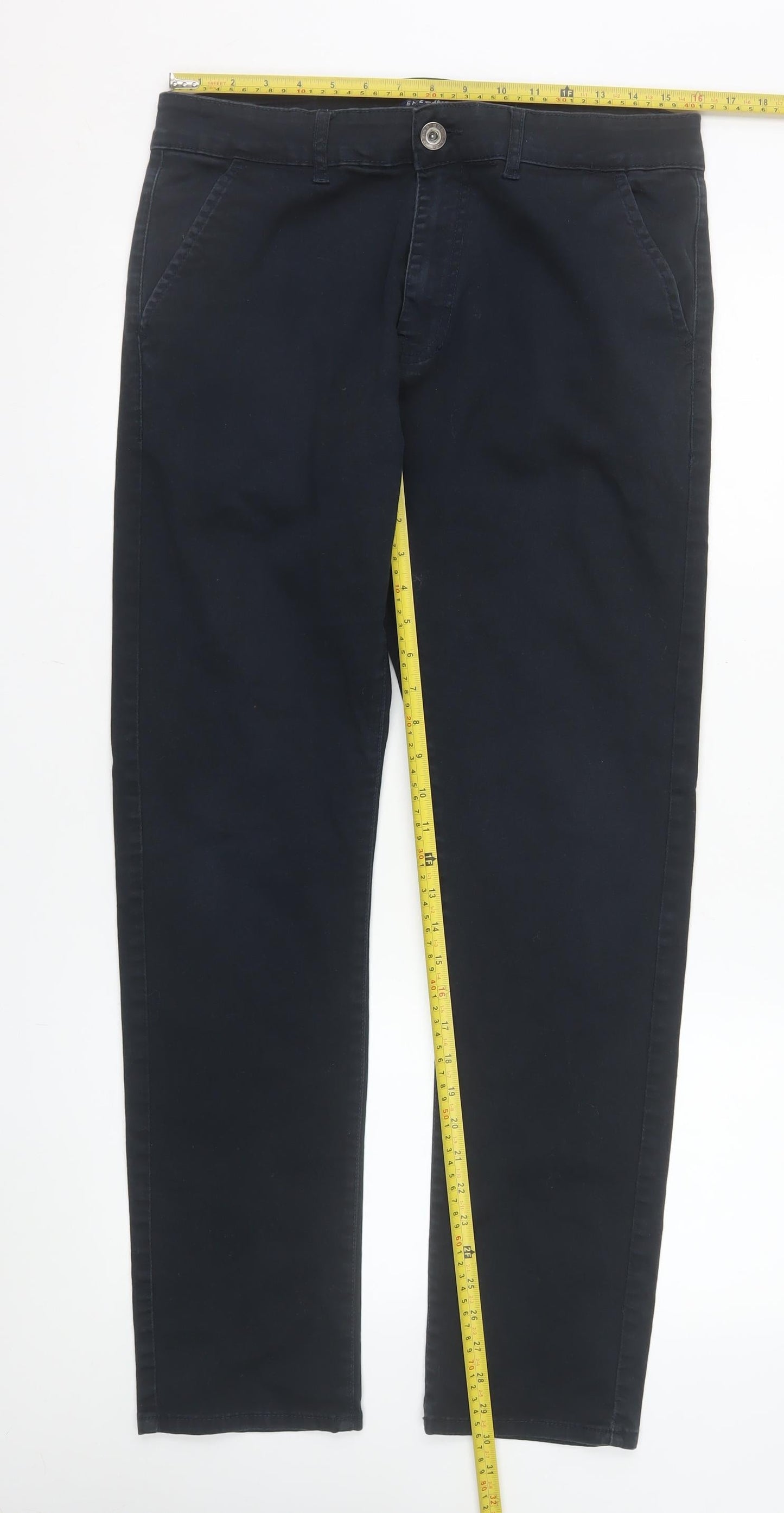 Enzo Jeans Men's Blue Slim Chino Trousers 34R Cotton Blend