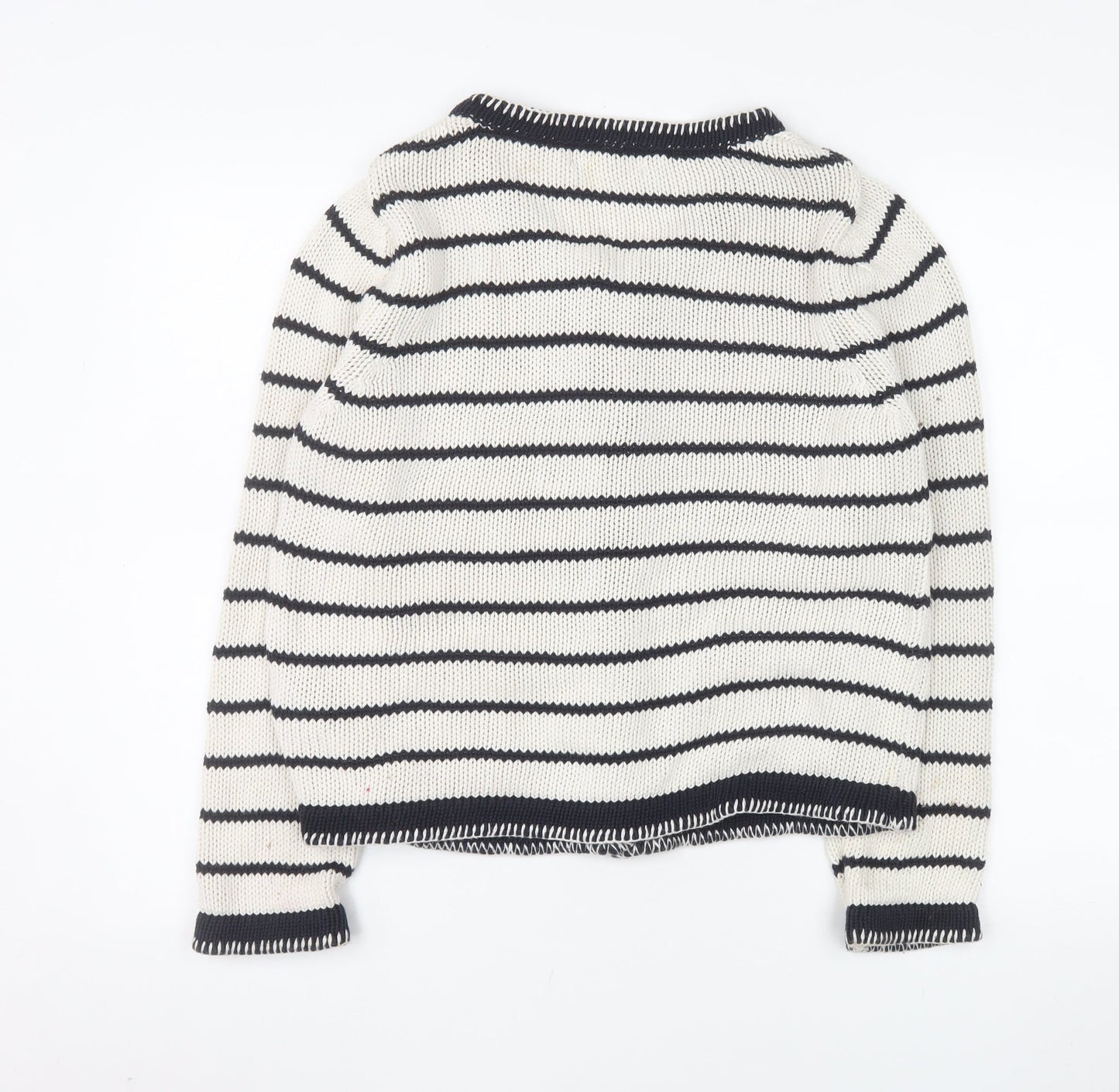 Marks and Spencer Women Multicoloured Size 12 Cotton Striped Cardigan