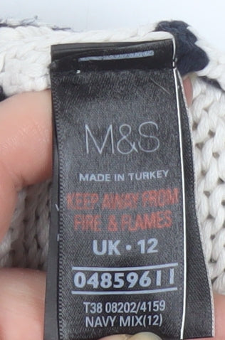 Marks and Spencer Women Multicoloured Size 12 Cotton Striped Cardigan