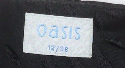 Oasis Women Black Size 12 A-Line Sequin Embroidered Skirt