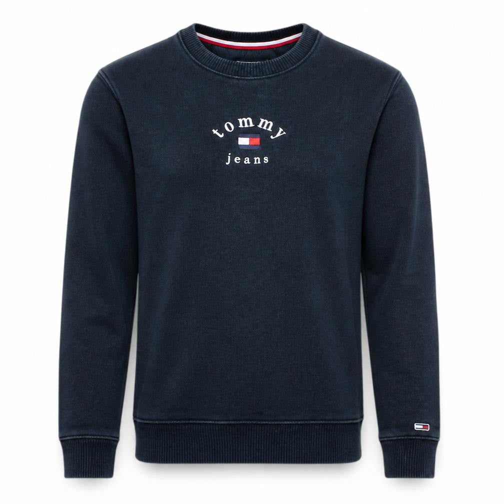 Tommy Jeans Men's Black Small Crew Neck Embroidered Sweatshirt