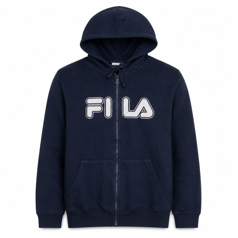FILA Men's Blue Full Zip Hoodie Size M Logo Sportswear