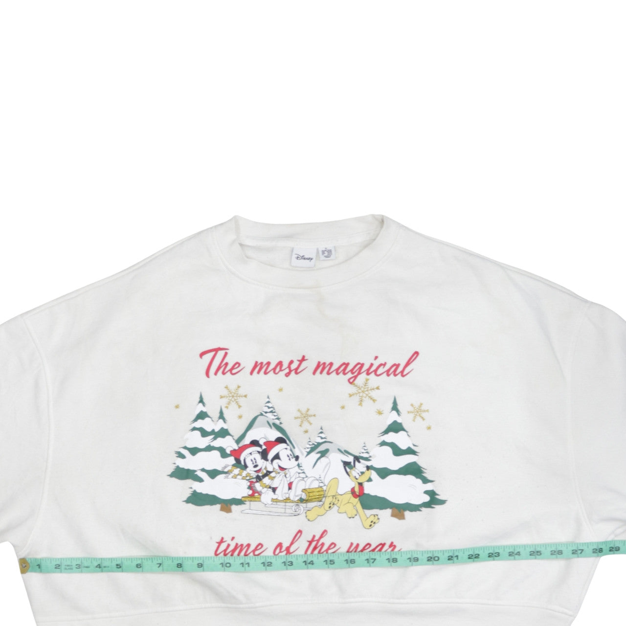 Disney Primark Women White XL Pullover Sweatshirt Mickey & Pluto Christmas