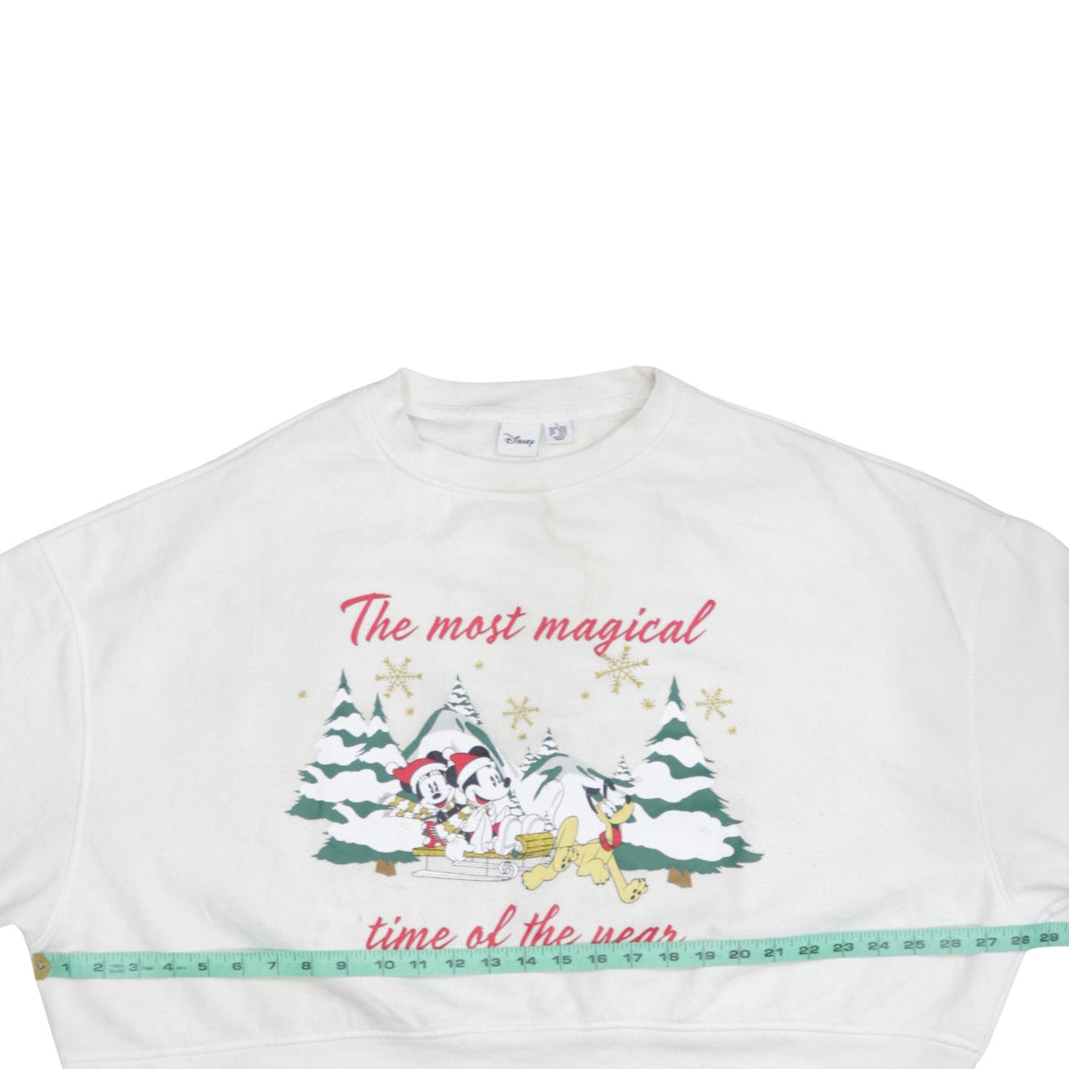 Disney Primark Women White XL Pullover Sweatshirt Mickey & Pluto Christmas
