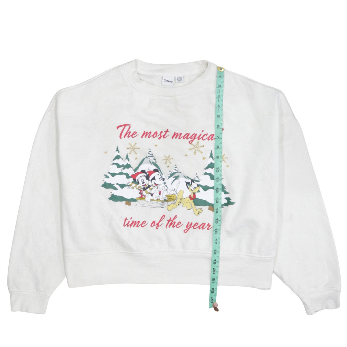 Disney Primark Women White XL Pullover Sweatshirt Mickey & Pluto Christmas