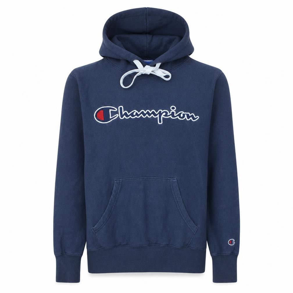 Champion Men's Blue Pullover Hoodie Small Embroidered Logo Cotton
