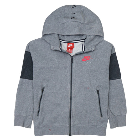 Nike Boys Grey Full Zip Hoodie 10-12 Years Regular Fit Fleece Sweatshirt