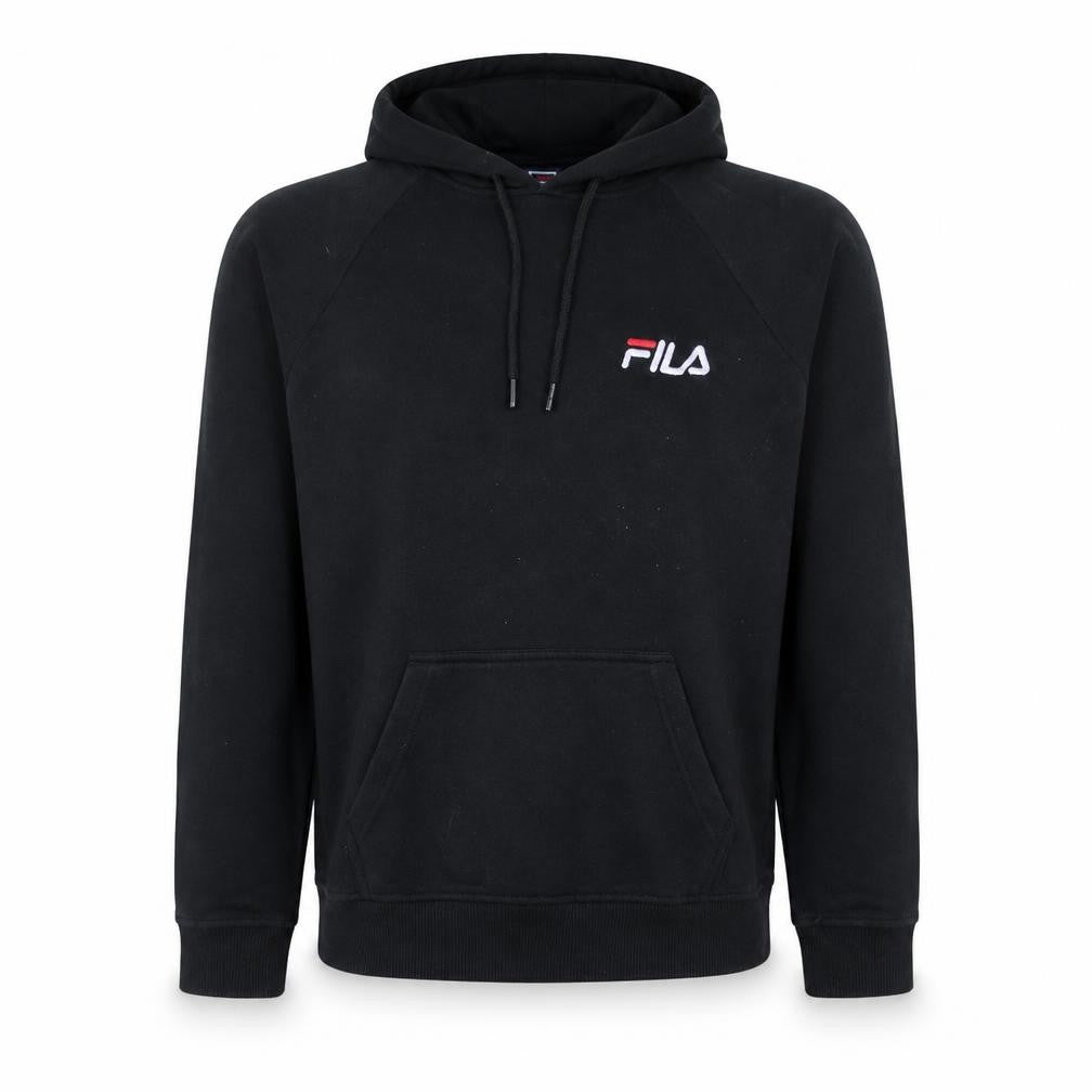 Fila Men's Black Pullover Hoodie Small Embroidered Logo Fleece