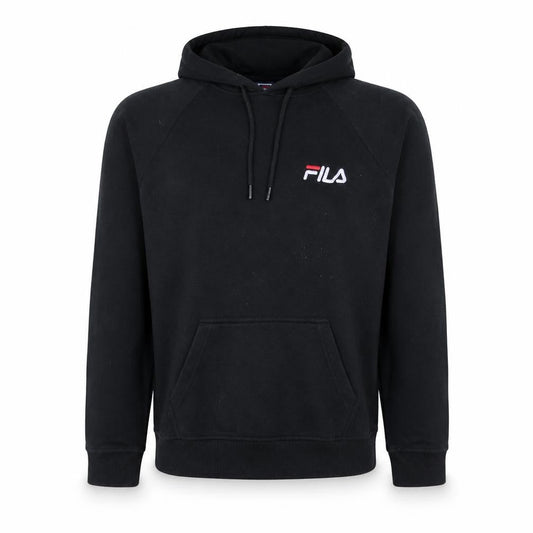 Fila Men's Black Pullover Hoodie Small Embroidered Logo Fleece