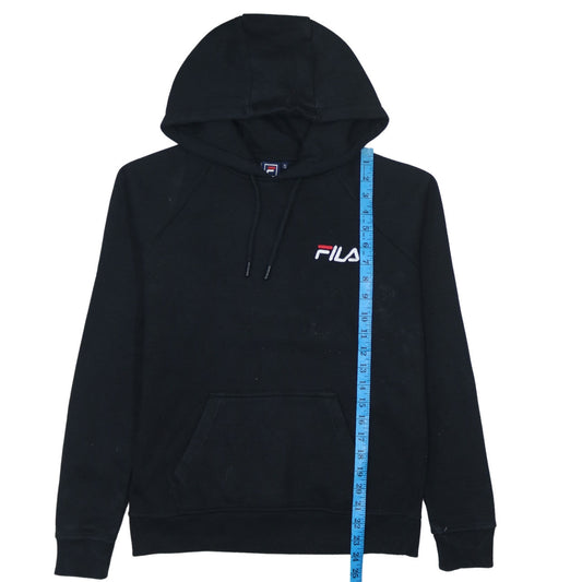 Fila Men's Black Pullover Hoodie Small Embroidered Logo Fleece