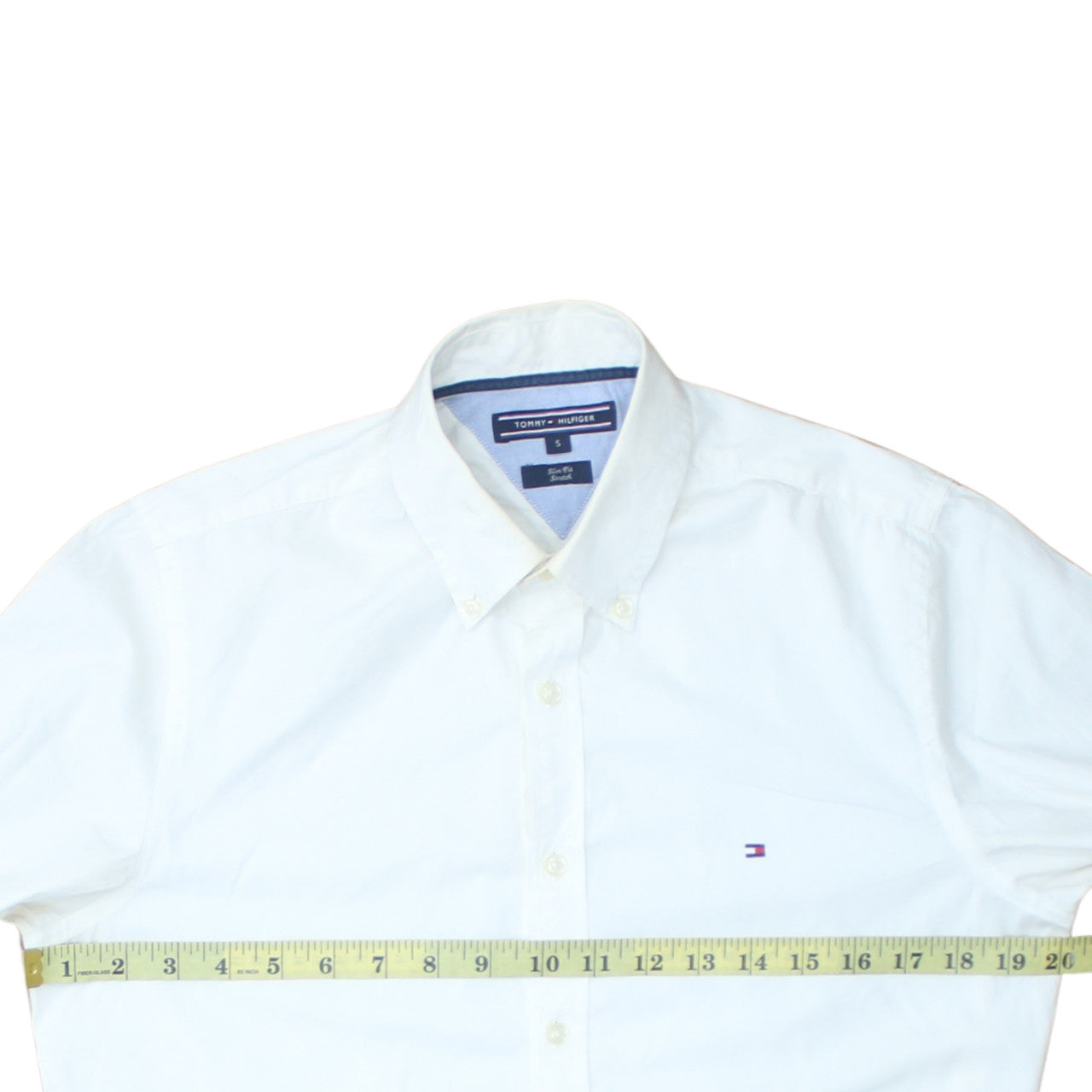 Tommy Hilfiger Men’s White Slim Fit Stretch Button-Up Shirt Size S
