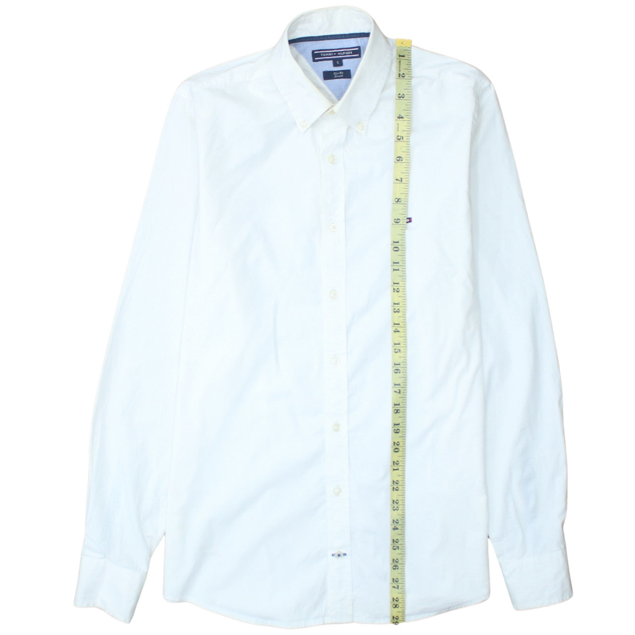 Tommy Hilfiger Men’s White Slim Fit Stretch Button-Up Shirt Size S