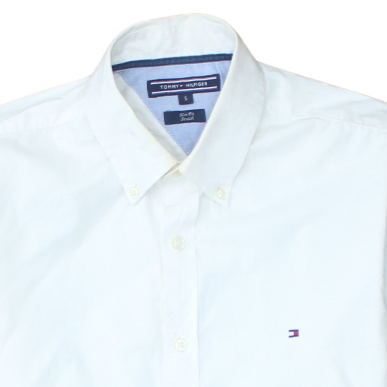 Tommy Hilfiger Men’s White Slim Fit Stretch Button-Up Shirt Size S
