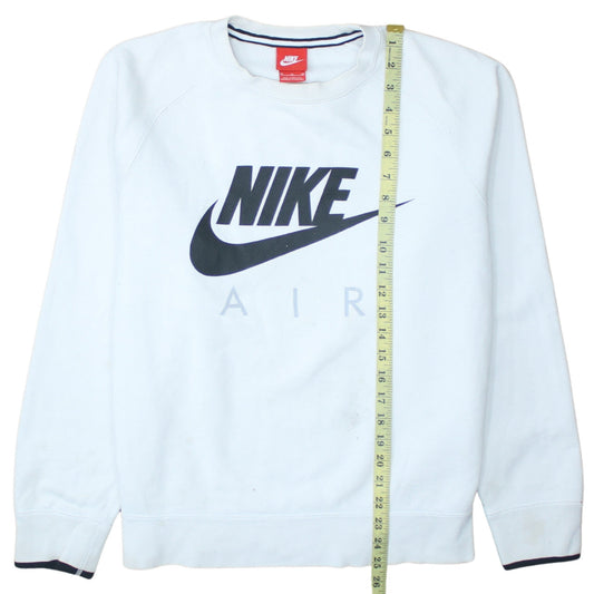 Nike Men's White Crew Neck Pullover Sweatshirt M Graphic Print Cotton Blend
