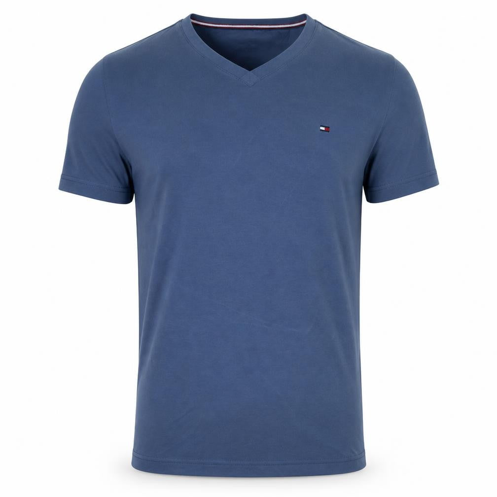 Tommy Hilfiger Men's Blue Slim Fit V-Neck Cotton T-Shirt Size S