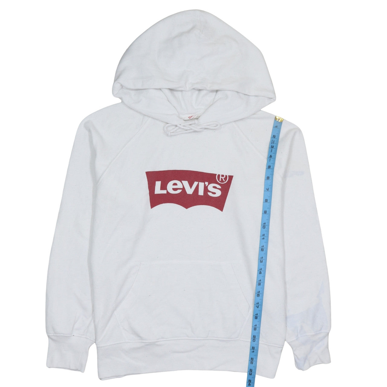Levi's Men White Pullover Hoodie M Logo Graphic Fleece Sweatshirt