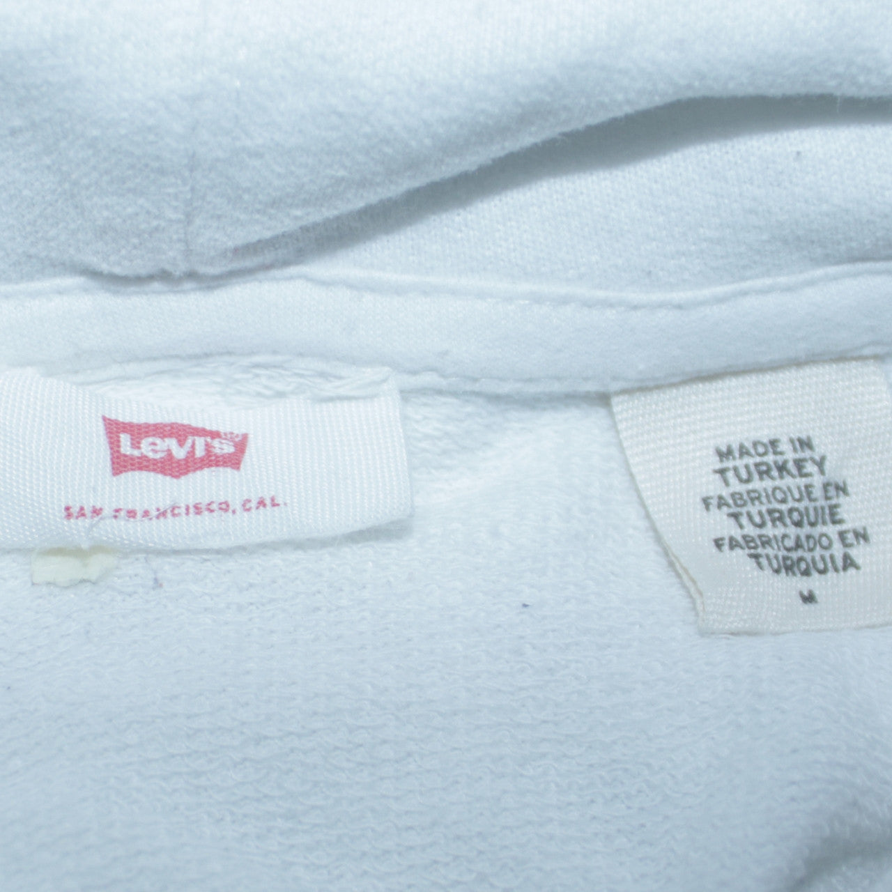Levi's Men White Pullover Hoodie M Logo Graphic Fleece Sweatshirt